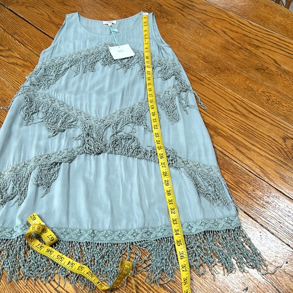 Umgee Shake it Off style green sleeveless dress. Fringe front. Size Small. NWT - Picture 10 of 12